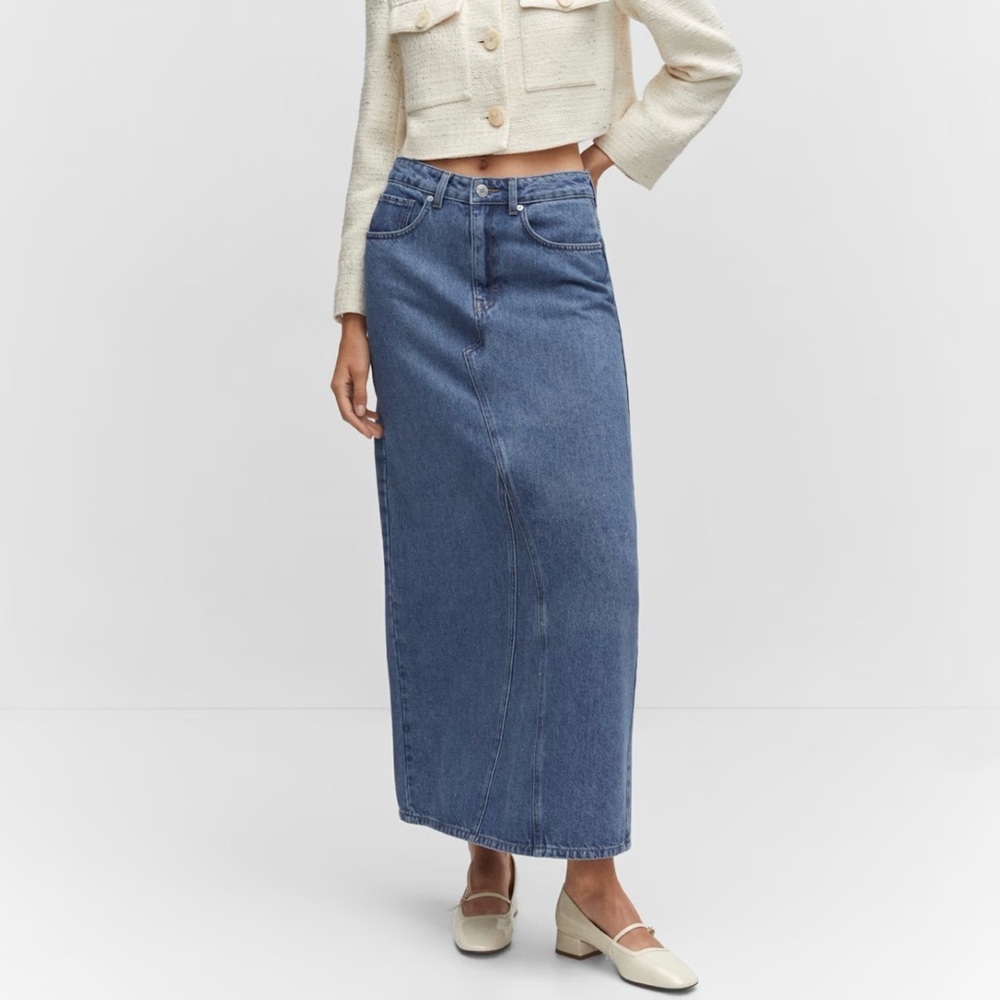Mango Blue Maxi Pencil Skirt for Work